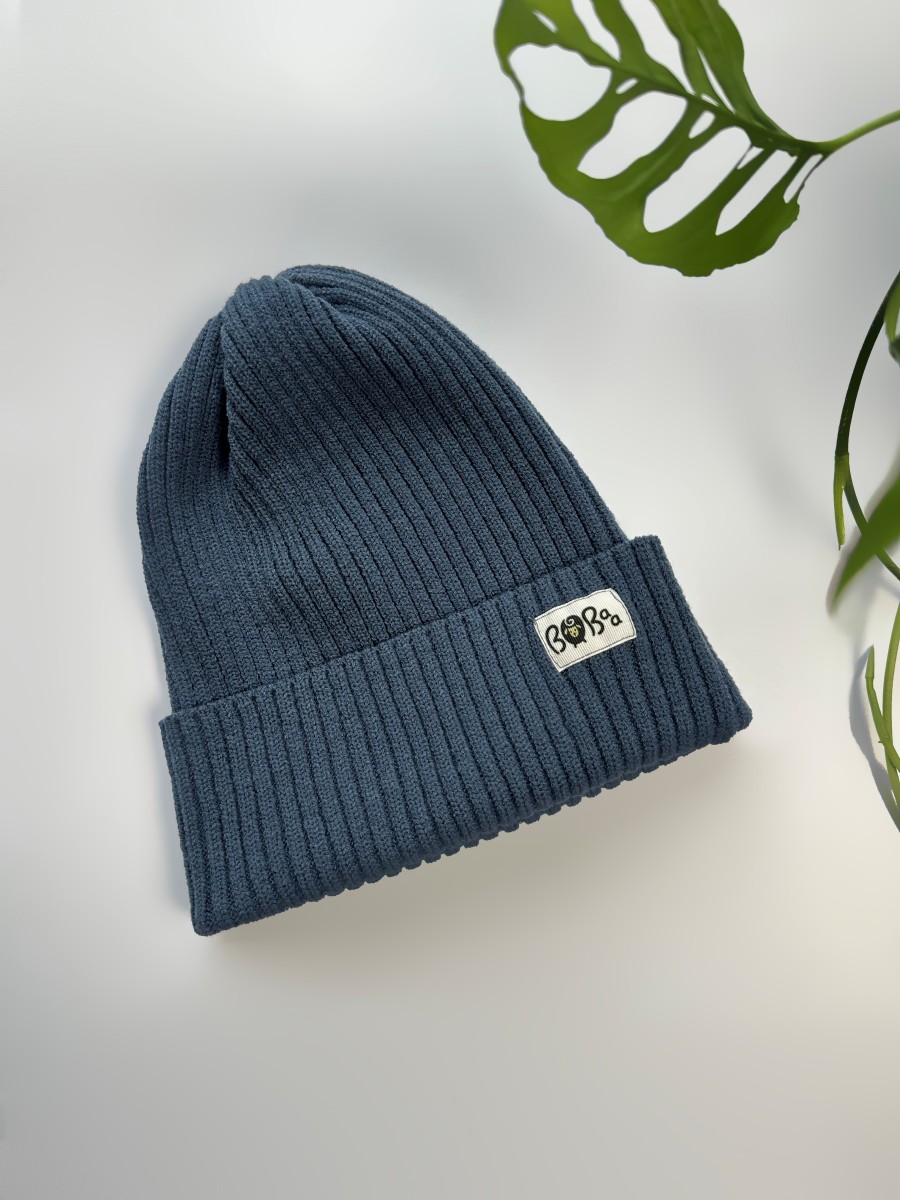 CZAPKA MERINO DLA DOROSŁYCH I DZIECI DŻINSOWA