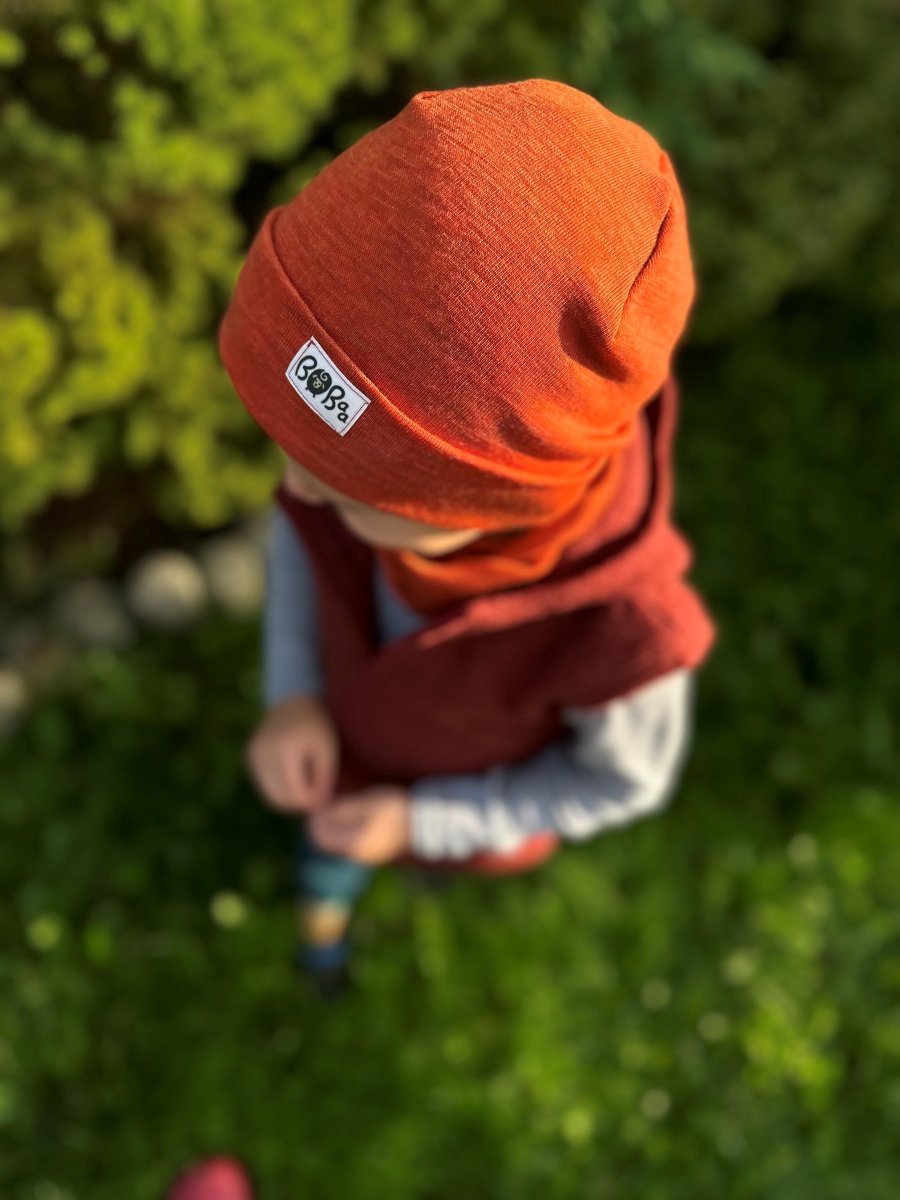 ZESTAW CZAPKA KOMIN POMARAŃCZOWY MERINO WOOL - obrazek 8