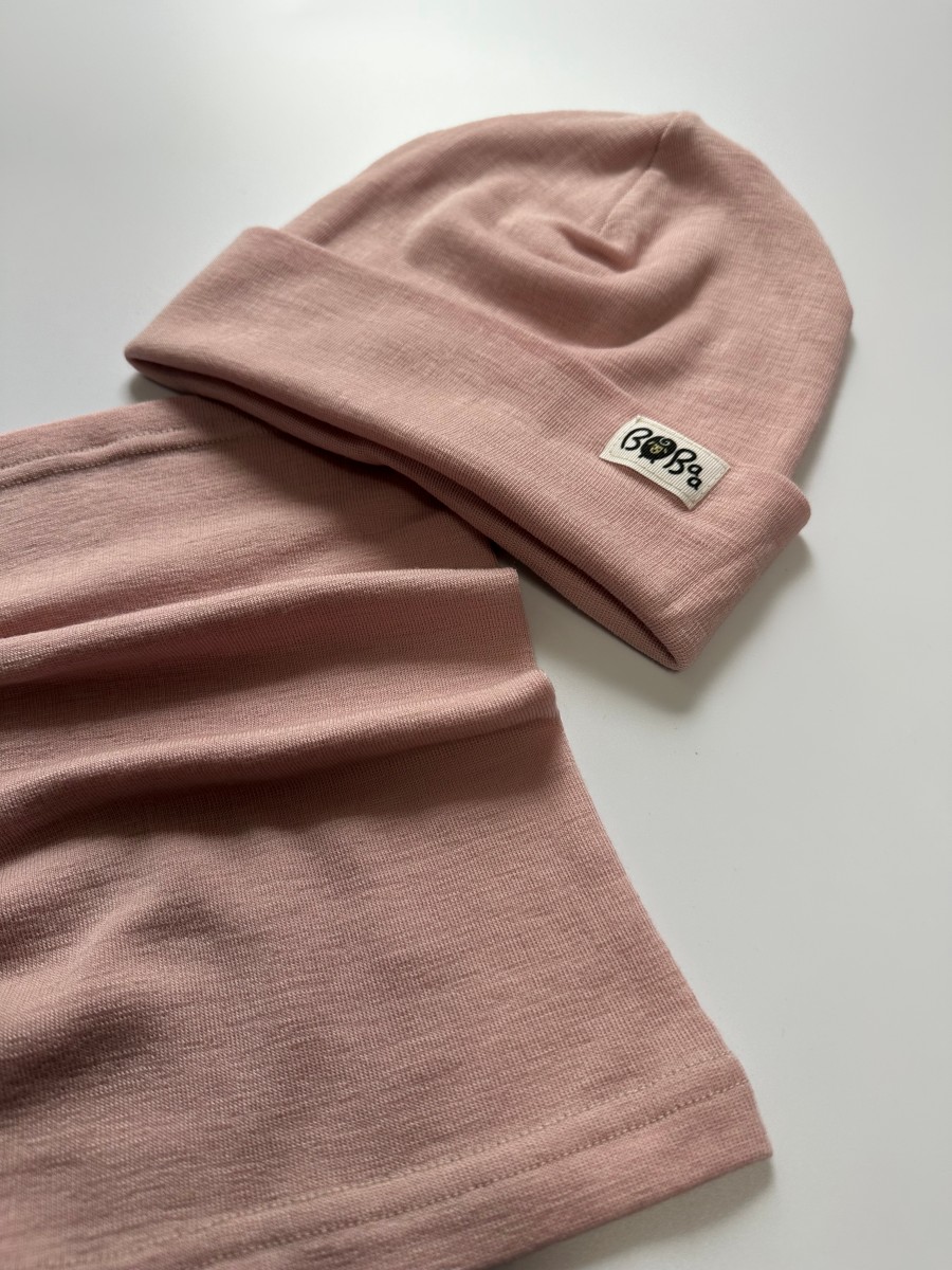 ZESTAW CZAPKA KOMIN RÓŻOWA MERINO WOOL - obrazek 4