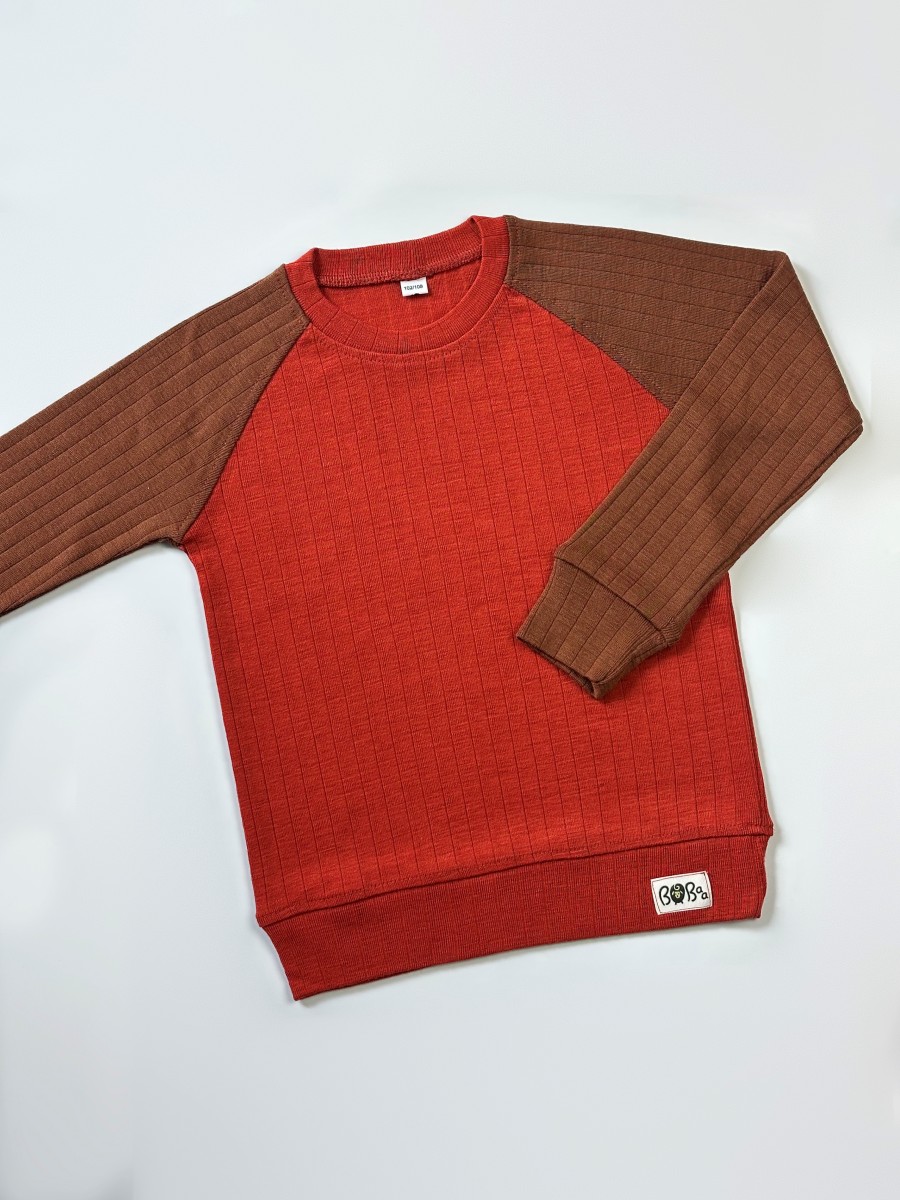 BLUZKA CZERWONO-BRĄZOWA 3 KOLORY