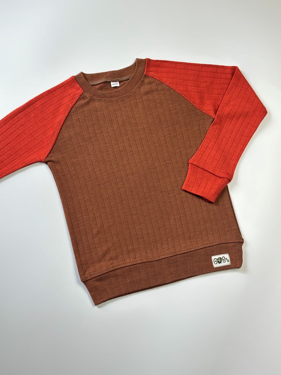 BLUZKA BRĄZOWO-CZERWONA 3 KOLORY