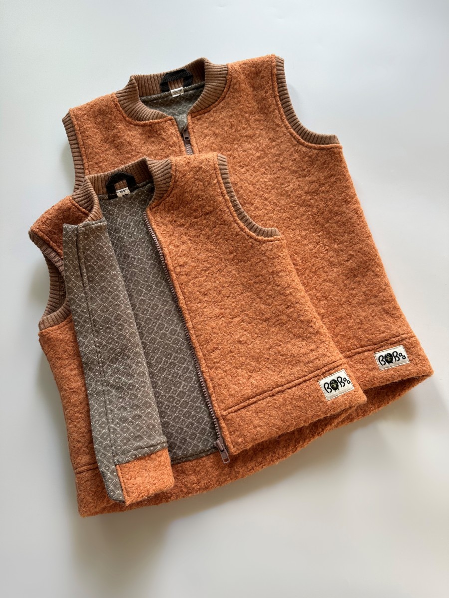 DWUWARSTWOWY BEZRĘKAWNIK KARMEL WEŁNA+MERINO