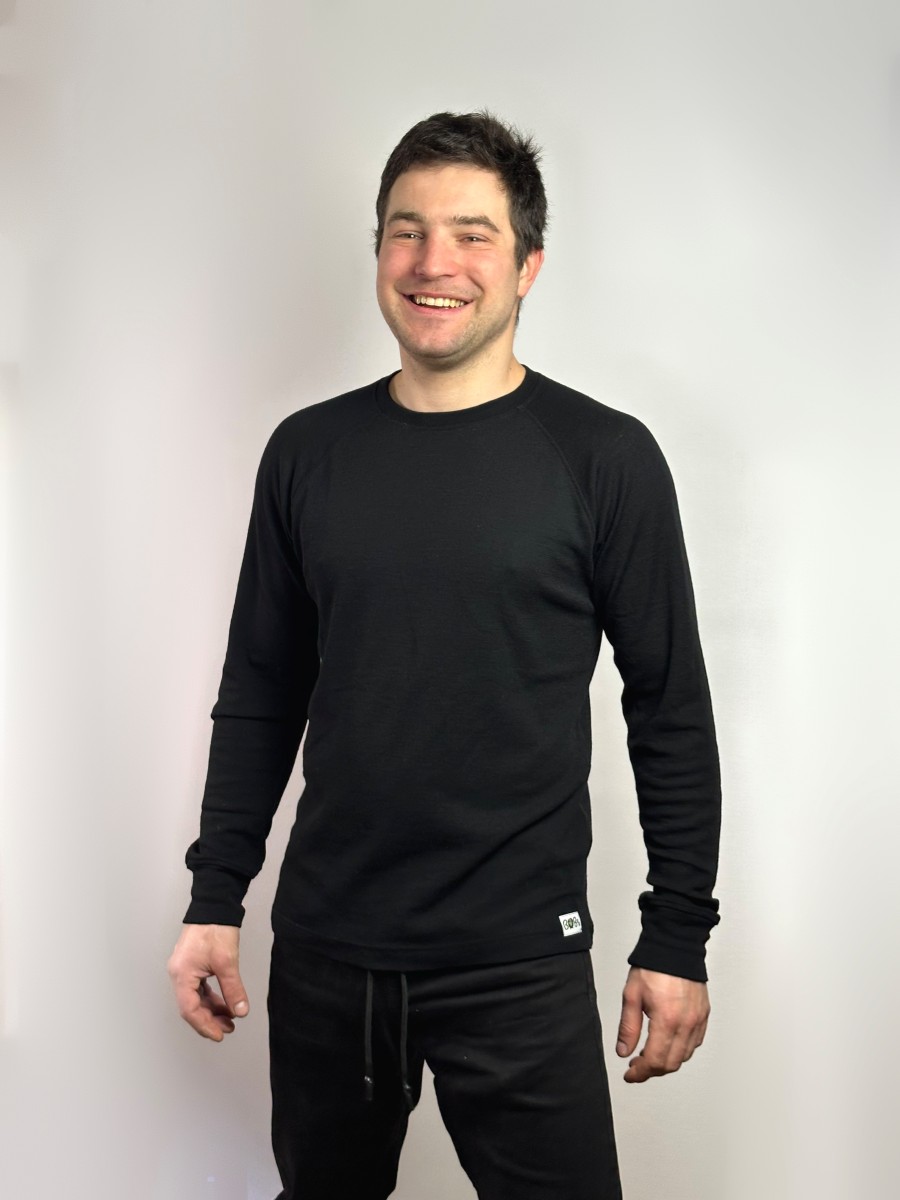 KOSZULKA MĘSKA CZARNA 100% MERINO