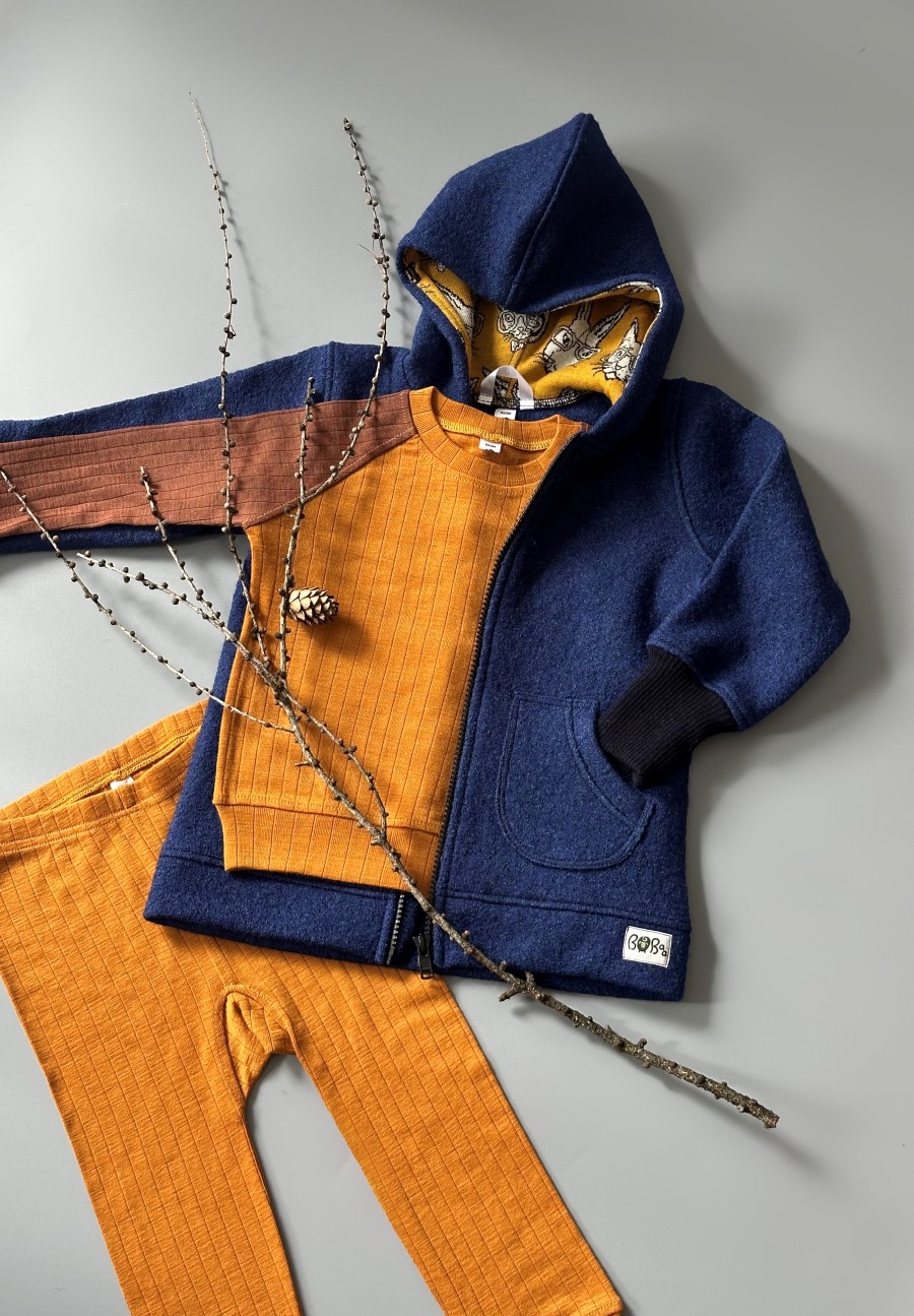 WEŁNIANA KURTKA GRANAT + ŻÓŁTY