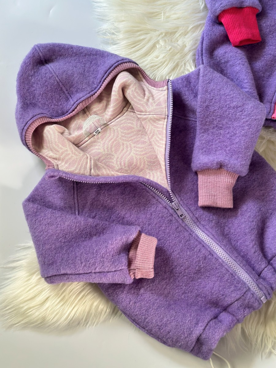 DWUWARSTWOWA KURTKA OVERSIZE Z WEŁNY MERINO + JASANY RÓŻ